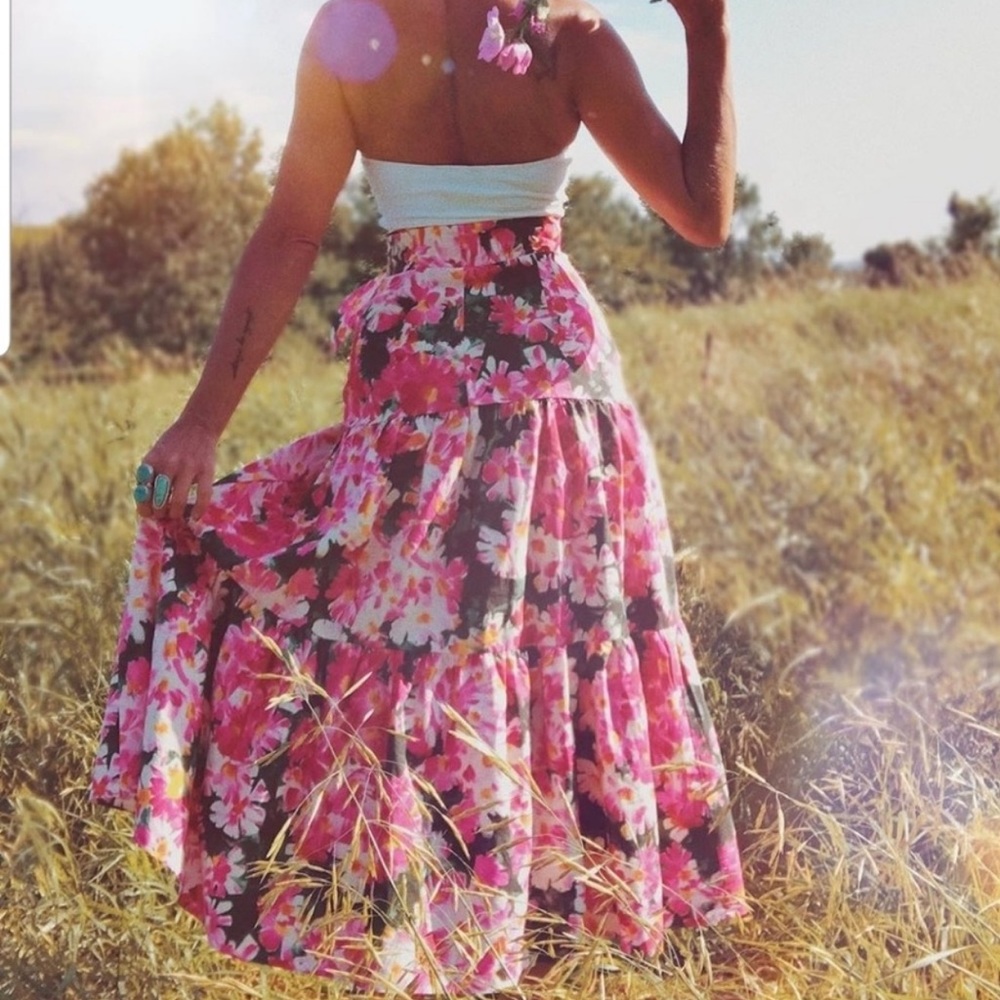 ZARA FLORAL BELTED SKIRT 7687